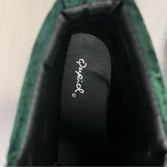 QUPID | Green Velvet Dream Creeper Hi Top Platform Sneaker 9 - Picture 9 of 9